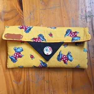 Yellow Cute Dog Print Handmade Wallet